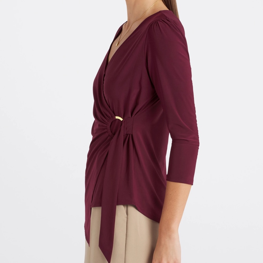 NWT Beacon Women’s 3/4 Sleeve Ring Top M - Picture 3 of 5